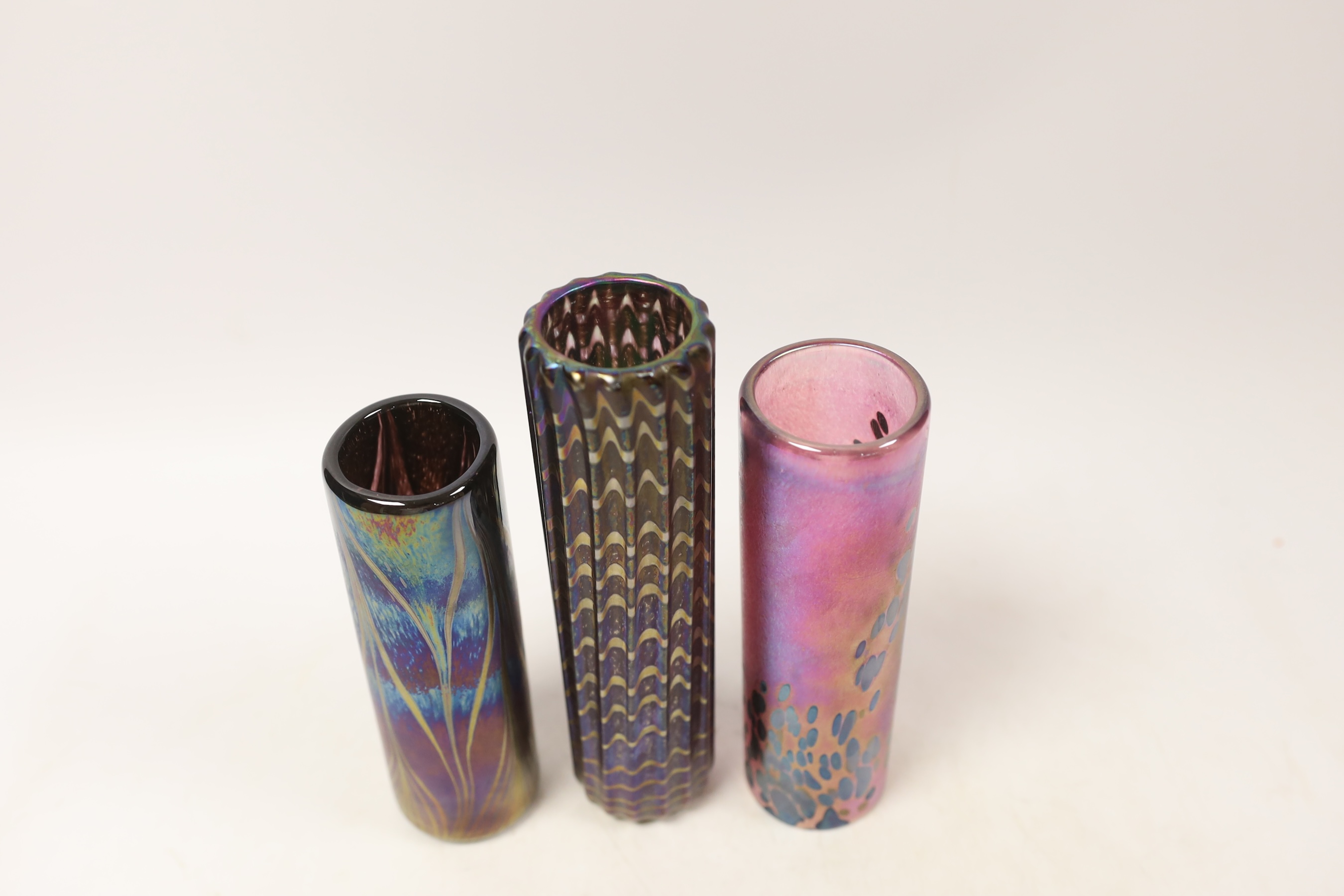 John Ditchfield, three Glasform vases, tallest 19cm high